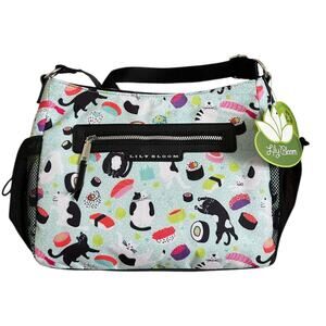 Lily Bloom Reese Coho Crossbody Bag Sushi Cat Print NWT Eco-Friendly Karma Bloom